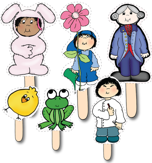 Make Stick Puppets for Playing and Learning (FREE Template)