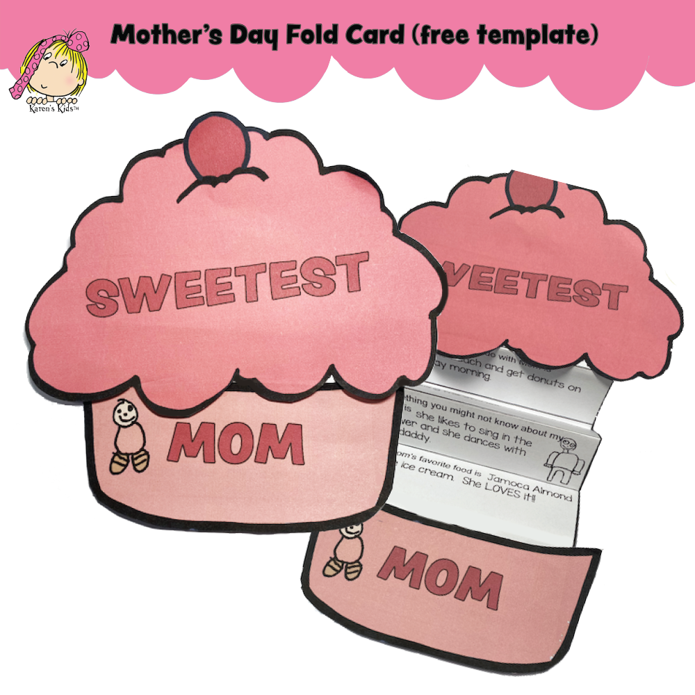 Mother's Day Fold Card Craft (Karen's Kids Free Template)