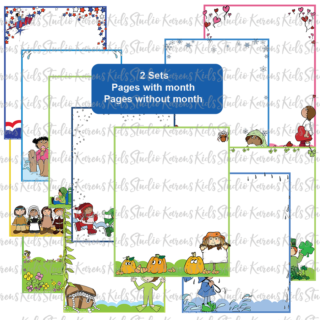 BORDER STATIONERY Clipart Monthly Themes (Karen's Kids Clipart)