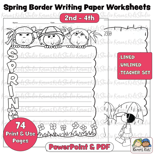 Spring Writing Paper W/WO Lines 2nd-4th) (Karen's Kids Printables)