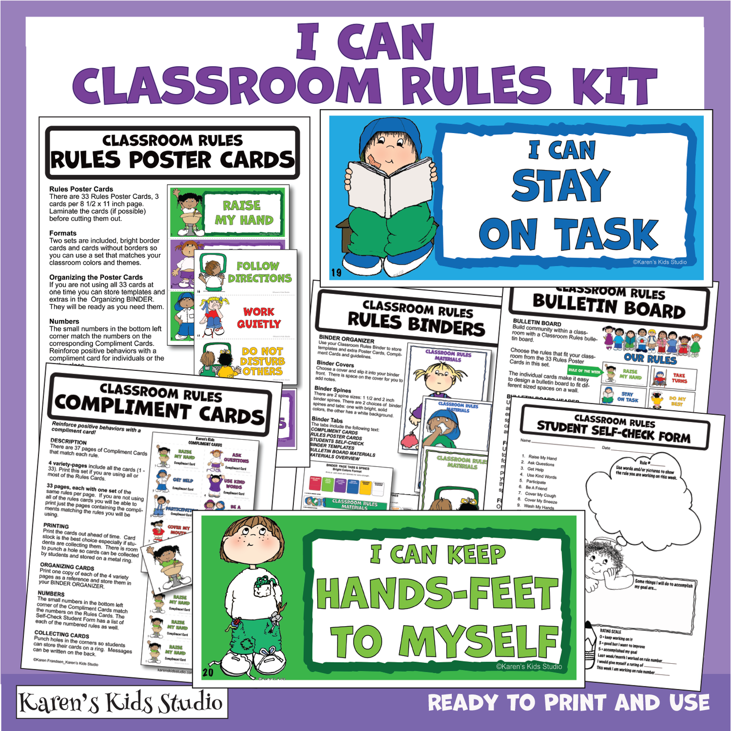 CLASSROOM EXPECTATIONS_RULES Bulletin Board I CAN Language (Karen's Kids Printables)