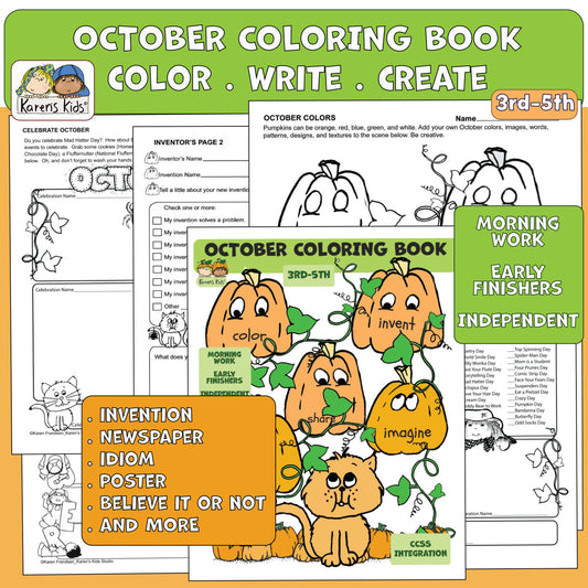 Color Activity Book for October 3rd-5th (Printable)