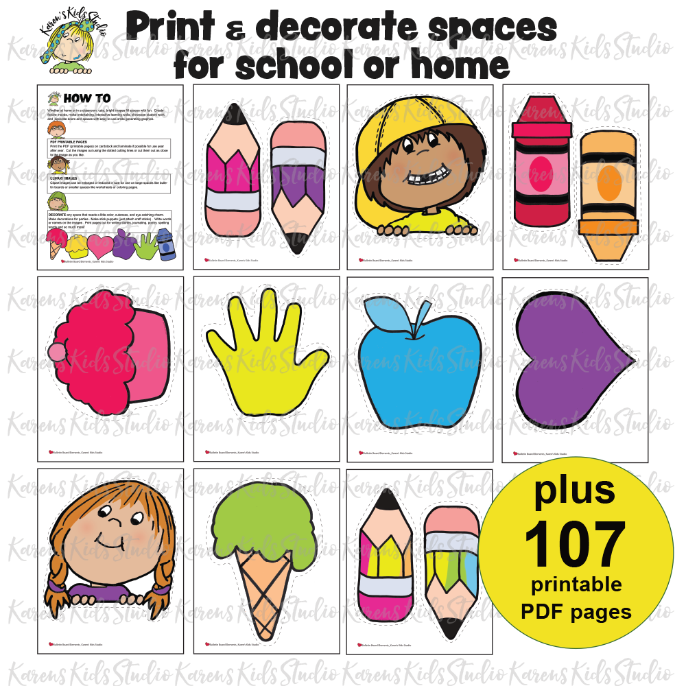 HUGE SET 120 Bulletin Board Decorations (Clipart plus Printables)(Karen's Kids)