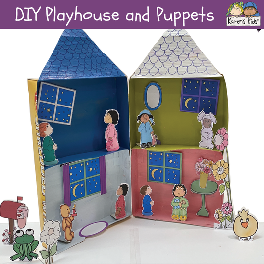 DIY Cereal Box Playhouse and Clipart Puppets