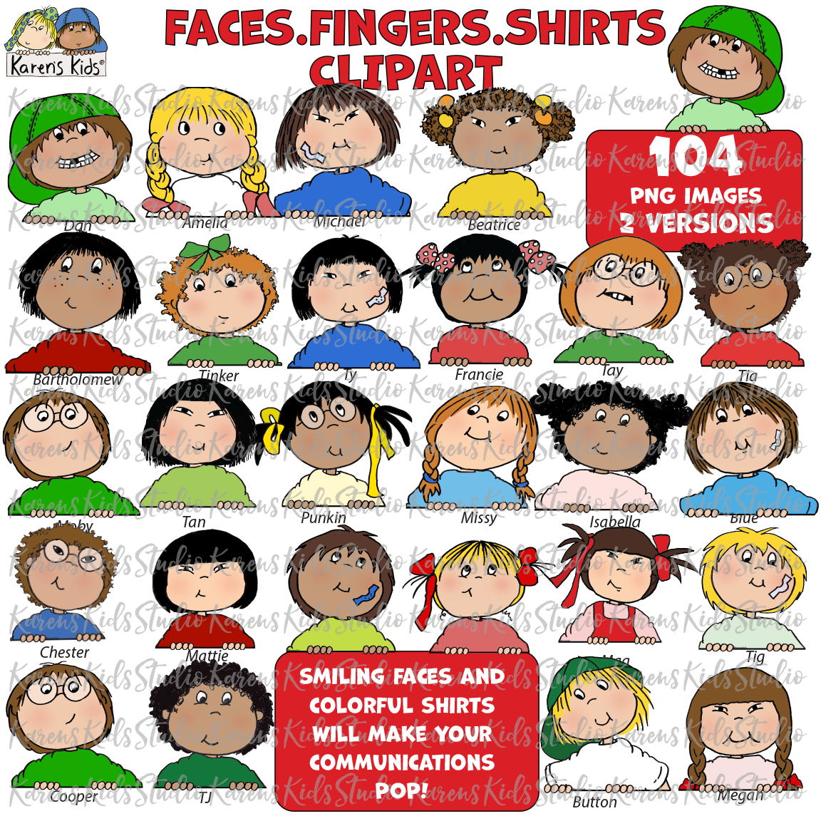 Clip Art Faces Fingers Peeking Kids (Karen's Kids Clipart)