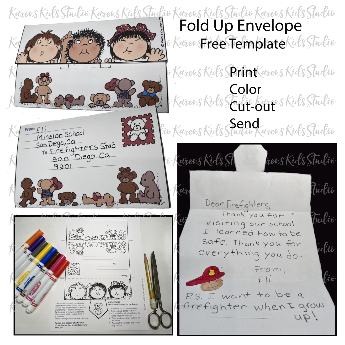 Fold Up Stationery Template (Karen's Kids Printables)