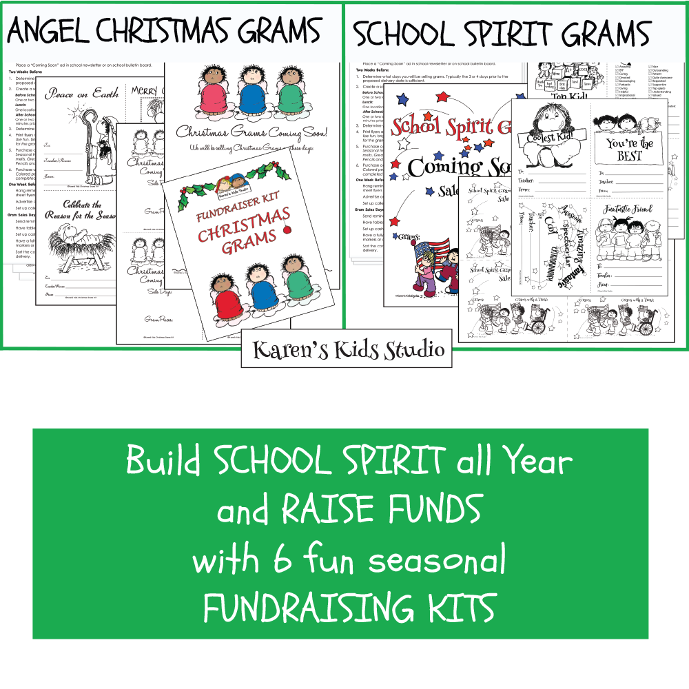 Samples of angel Christmas grams and school spirit grams.