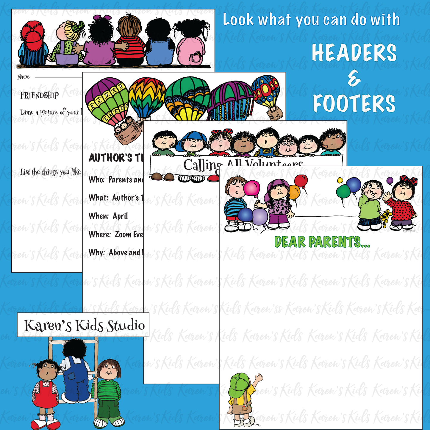 Headers and Footers Clipart School Home Play (Karen's Kids Clipart)