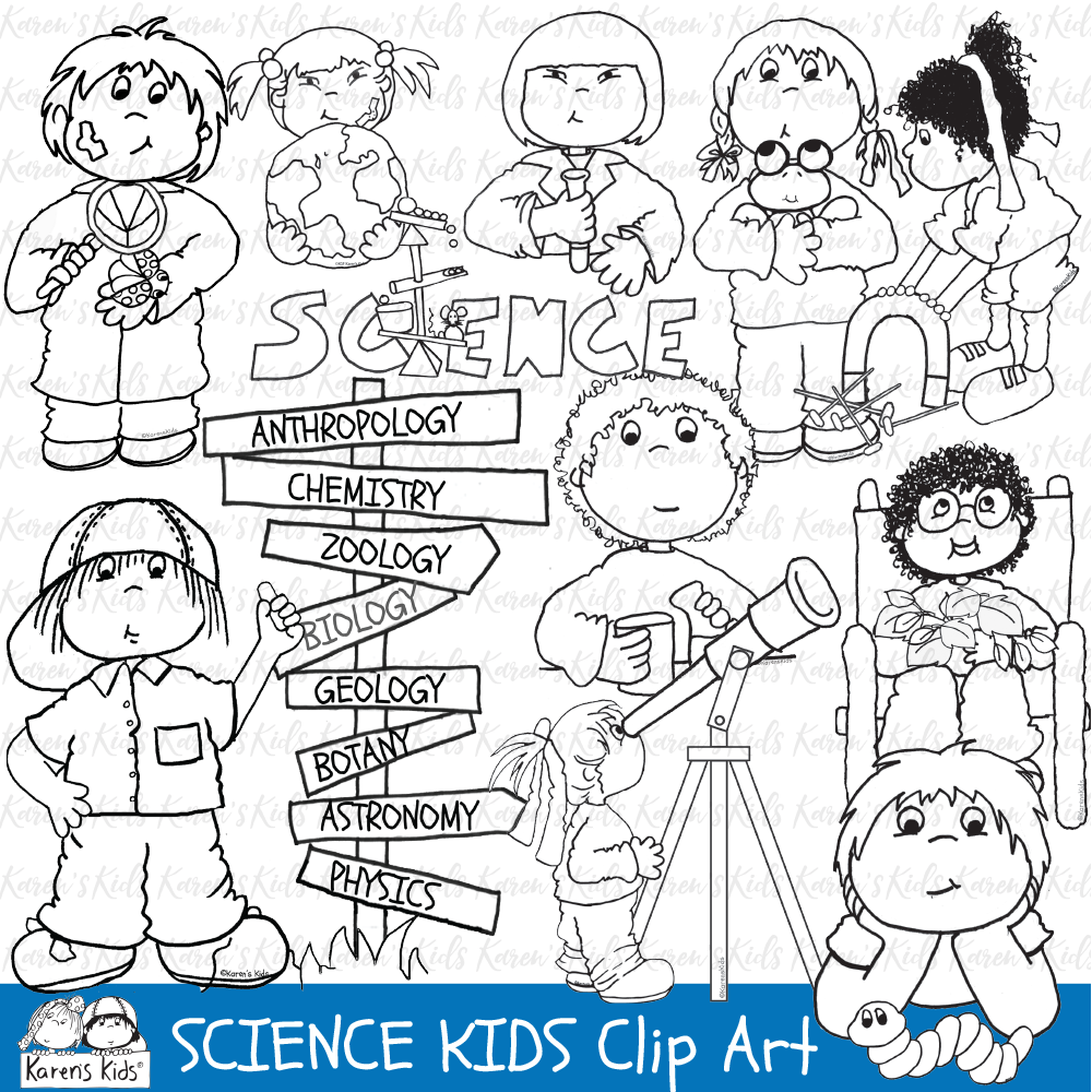 Clipart SCIENCE KIDS (Karen's Kids Clipart)