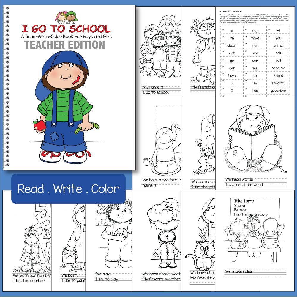 Read Write Color I GO TO SCHOOL Book (Karen's Kids Printables)