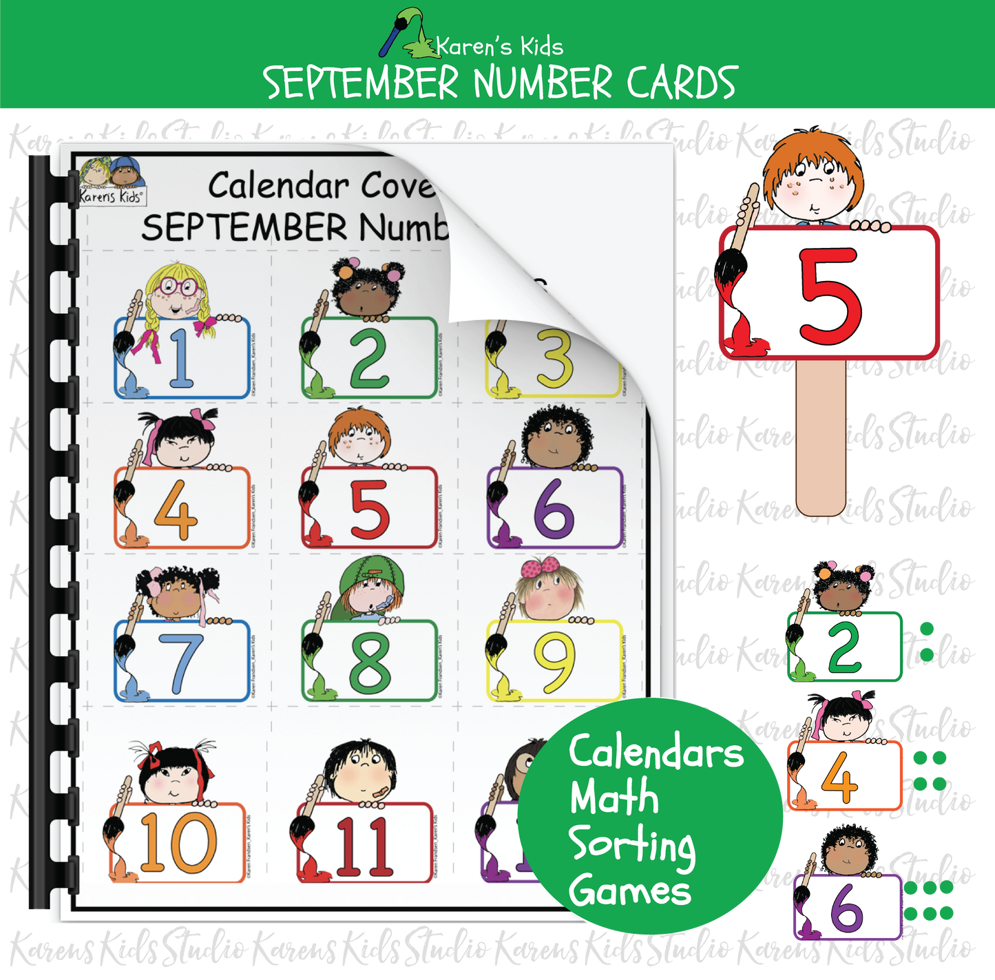 CALENDAR Number Cards Ready to Use PLUS Clipart (Karen's Kids Studio)