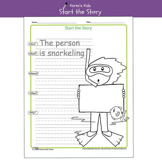 Worksheet Freebie Start the Story (Karen's Kids Printables)