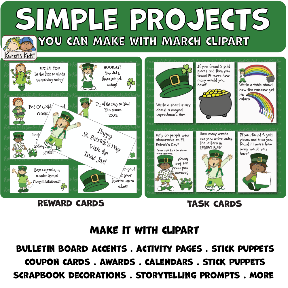 Color samples of projects you can make with clipart.