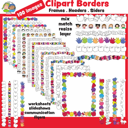 BORDERS CLIPART Frames, Headers, Siders  (Karen's Kids Clipart)