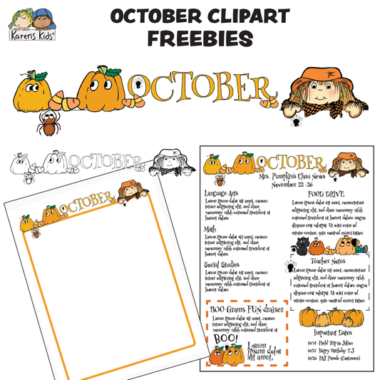 Clip Art FREEbies for October (Karen's Kids Clipart)