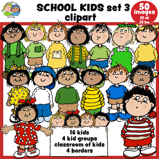 Clip Art School Kids Set 3 (Karen's Kids Clipart)