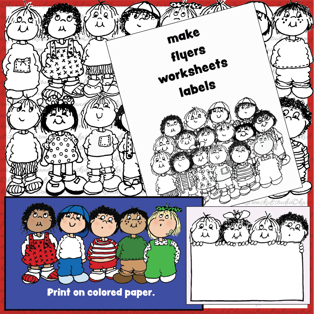 Clip Art School Kids Set 3 (Karen's Kids Clipart)