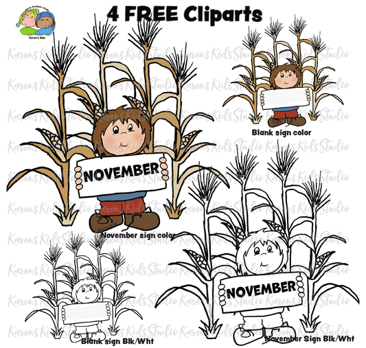 Clip Art FREEbies for November (Karen's Kids)