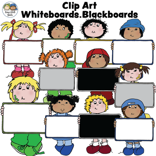 Kids With Whiteboards_Chalkboards_Blackboards (Karen's Kids Clipart)