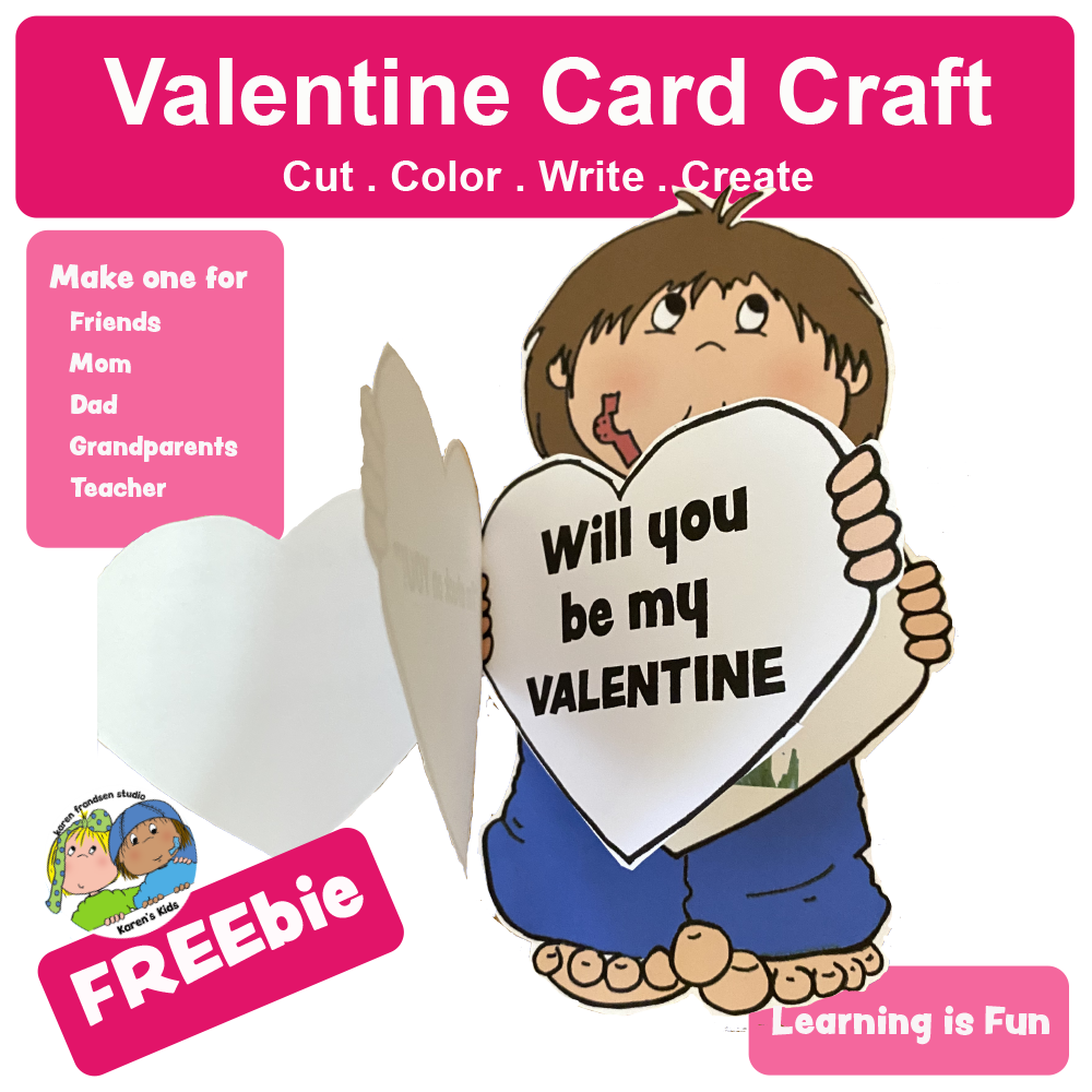 Valentine Craft Card FREE Template (Karen's Kids Printables)