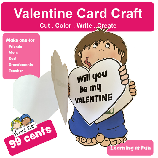 Valentine Craft Card Template (Karen's Kids Printables)