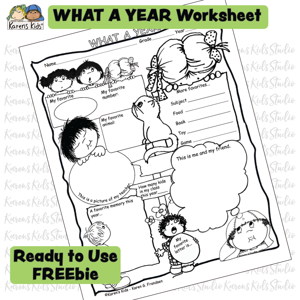 What a Year Worksheet to summarize the year.  Color and write.