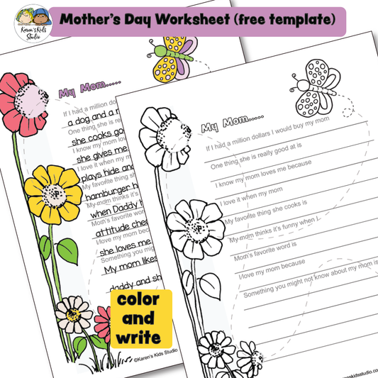 MOTHER'S DAY Worksheet Activity (Karen's Kids Free Template)