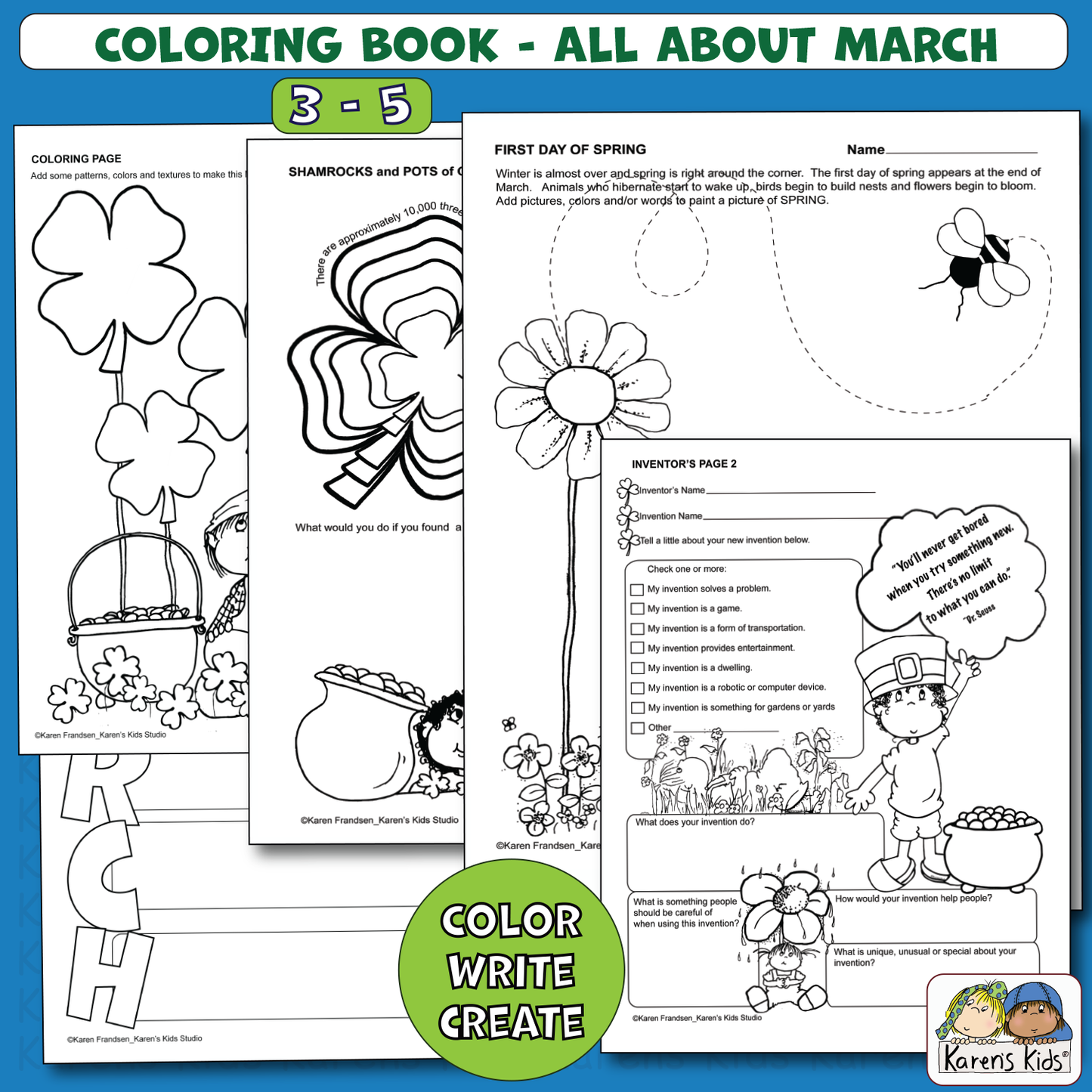 Color Activity Book for March 3rd-5th(Printable)