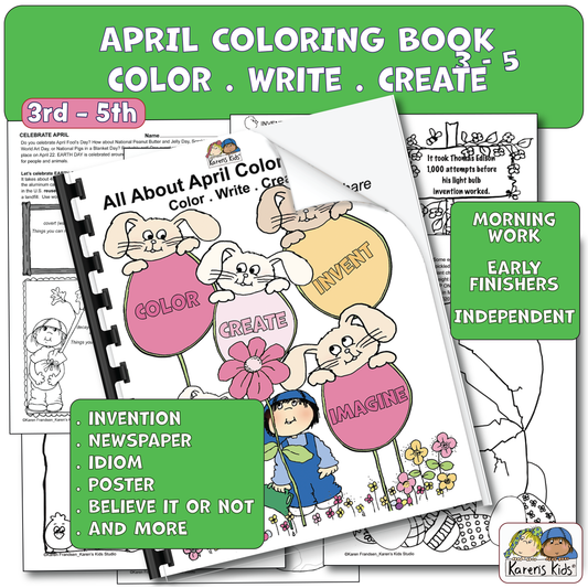 Color Activity Book for April 3rd-5th (Printable)