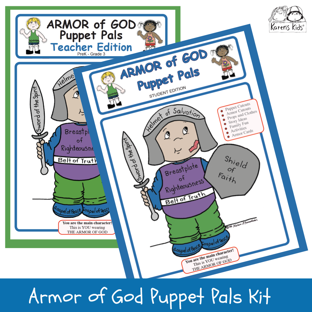 Colored cover depicting the Armor of God puppet pals sample.
