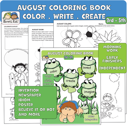 Color Activity Book for August 3rd-5th (Printable)