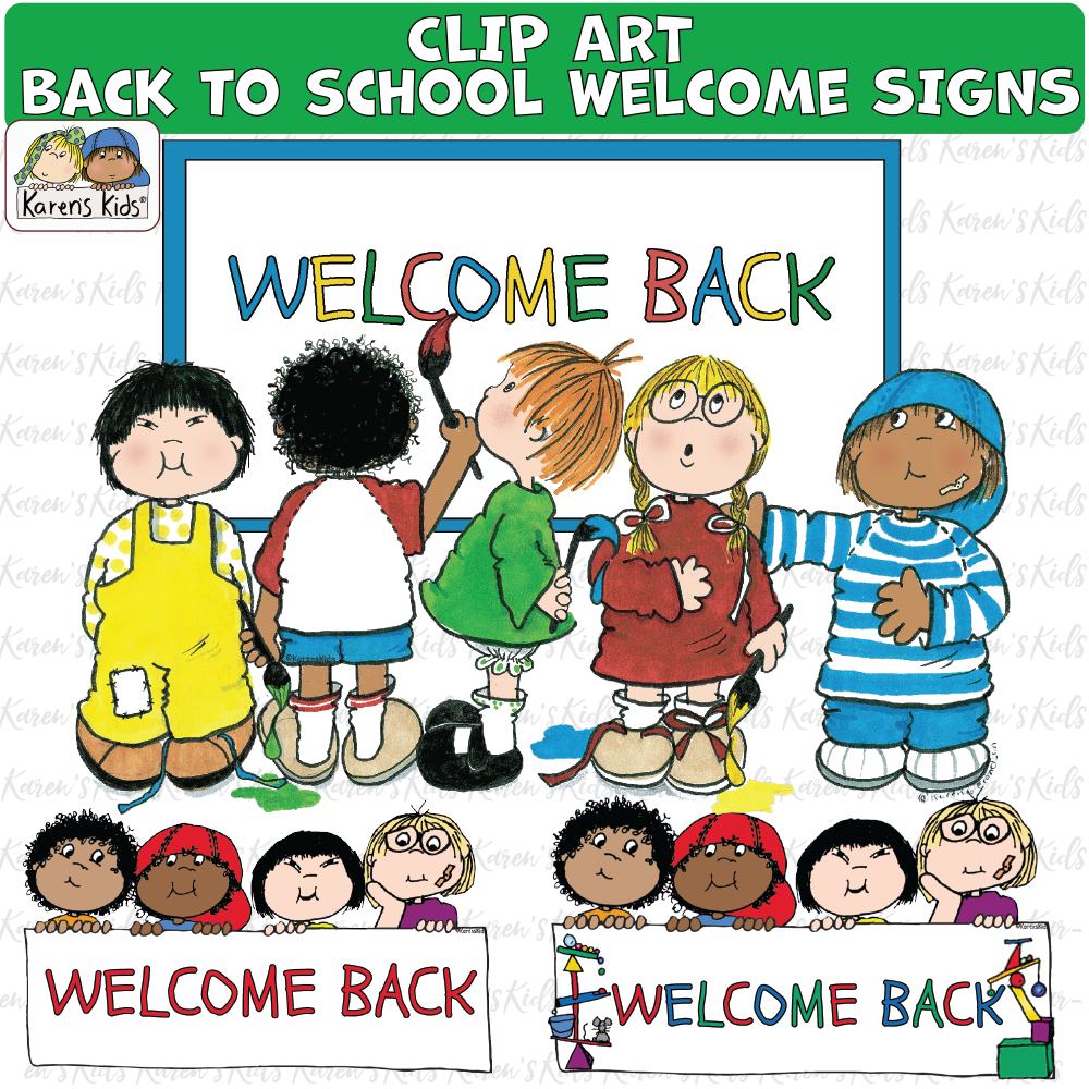Samples of Welcome Back to School clipart signs.