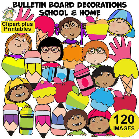 HUGE SET 120 Bulletin Board Decorations (Clipart plus Printables)(Karen's Kids)