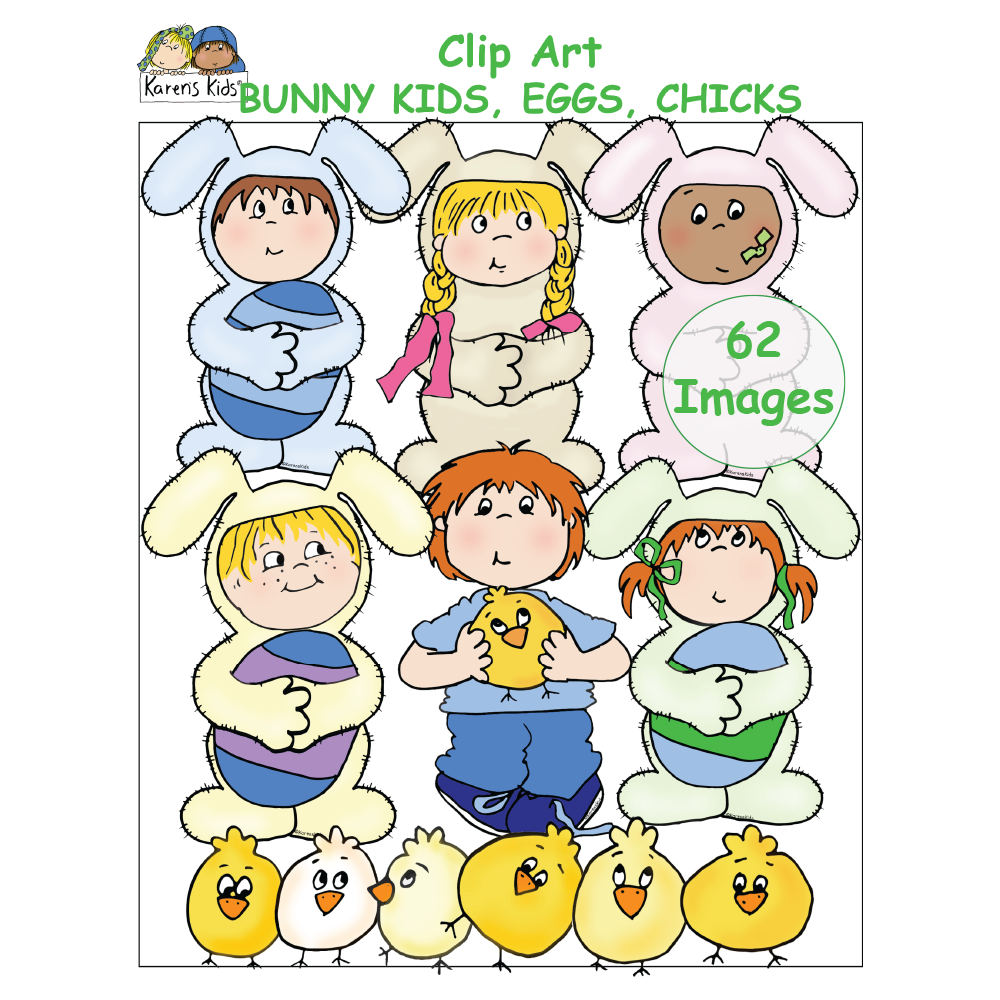 Clipart Bunny Kids, Chicks and Eggs Clipart (Karen's Kids Clipart)