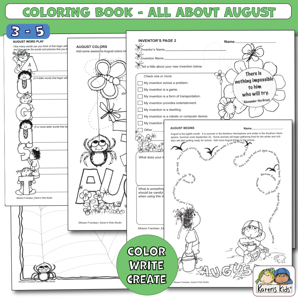 Color Activity Book for August 3rd-5th (Printable)