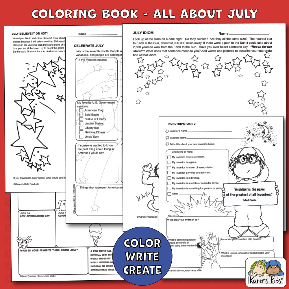 Color Activity Book for July 3rd-5th(Printable)