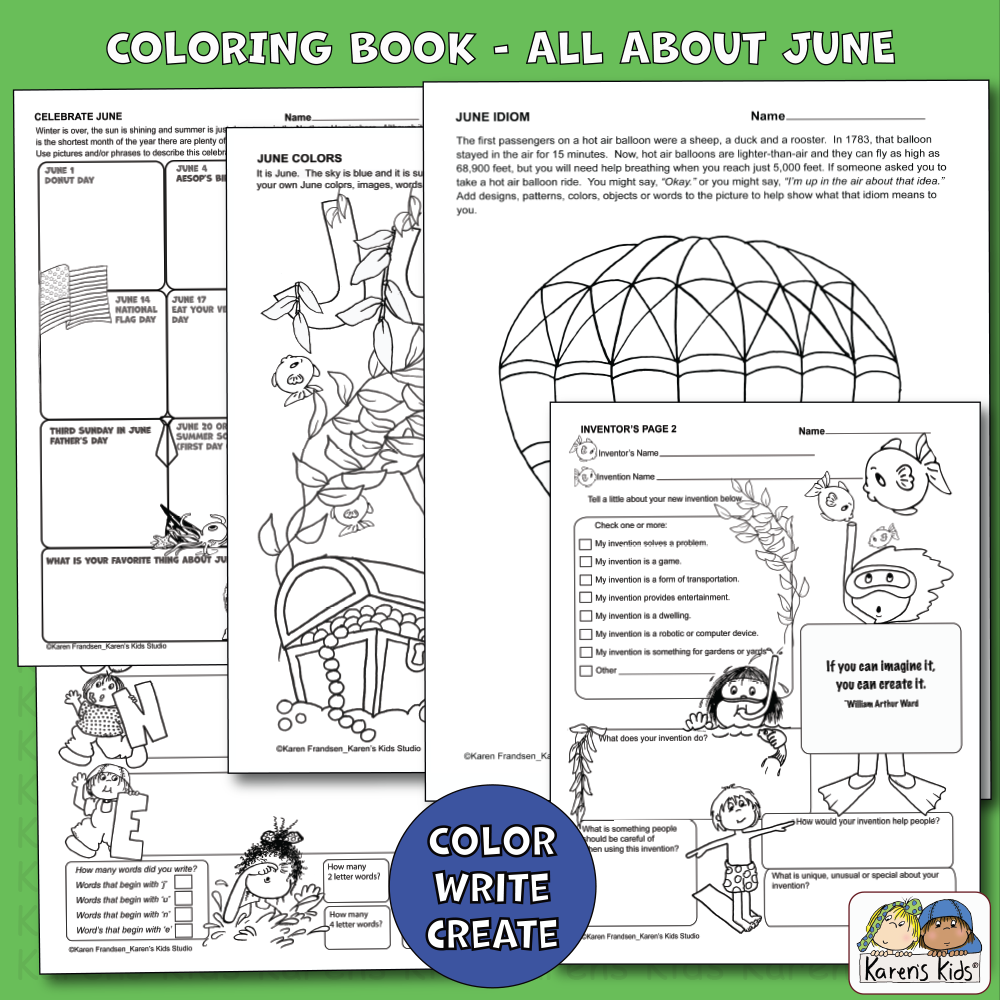 Color Activity Book for June 3rd-5th(Printable)