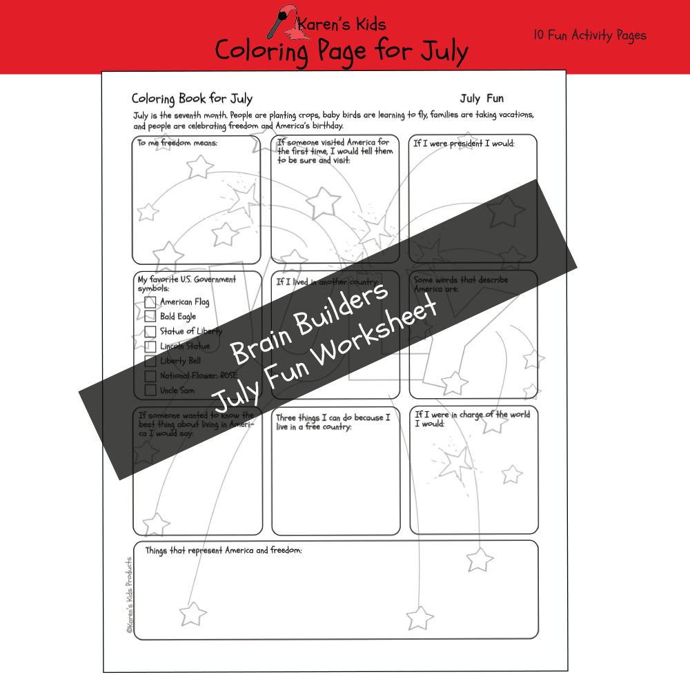 Color Activity Freebie for JULY (Karen's Kids Printables)