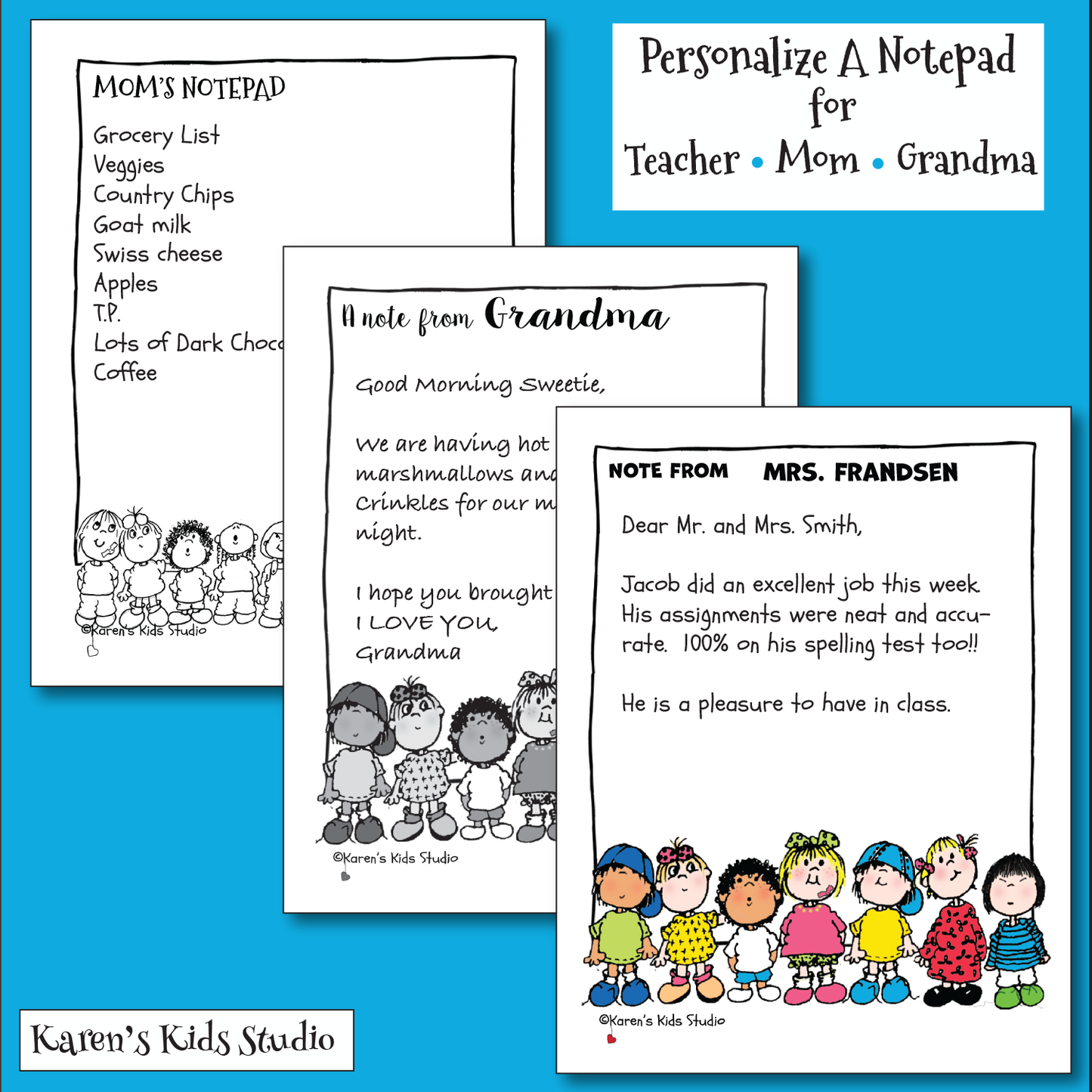 Notepads to Personalize( Little Guys Design) (Karen's Kids Editable Printables)