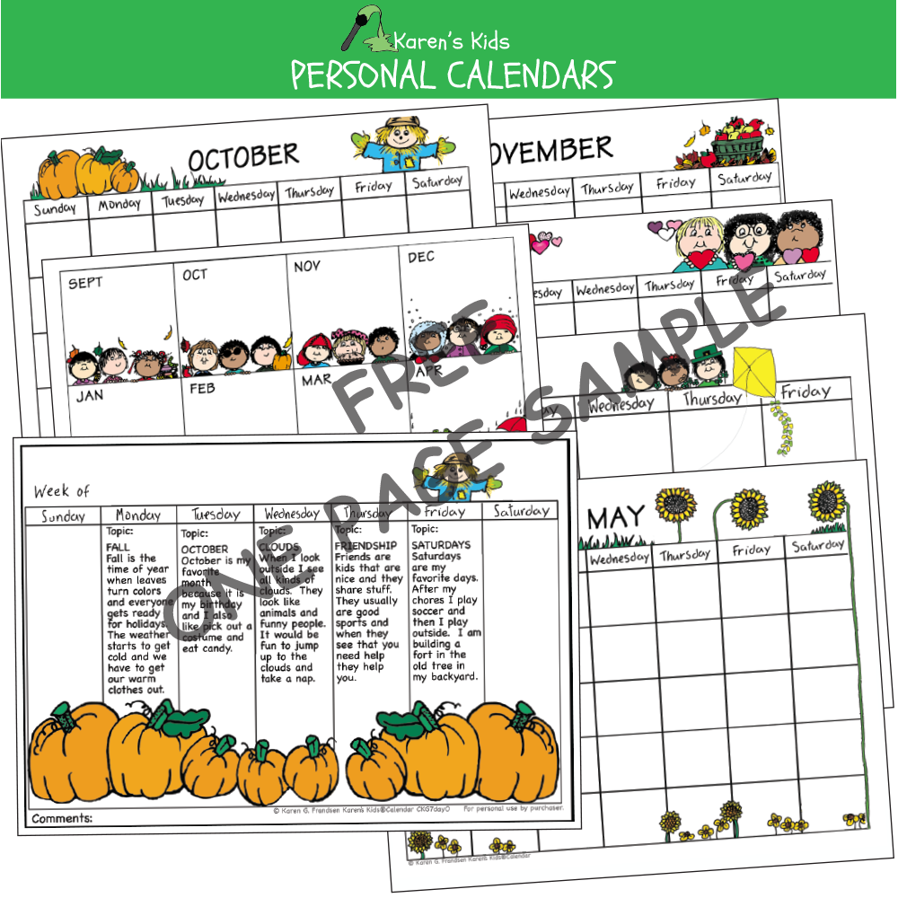 FREE editable calendar sample