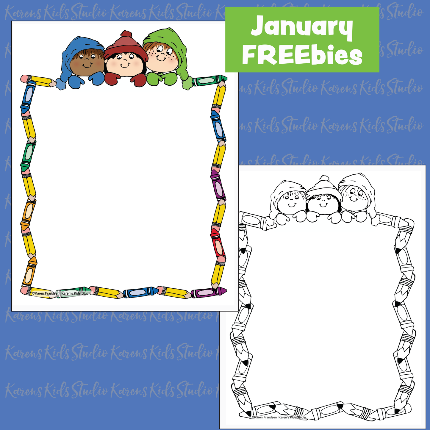 Clip Art FREEbies for January (Karen's Kids Clipart)