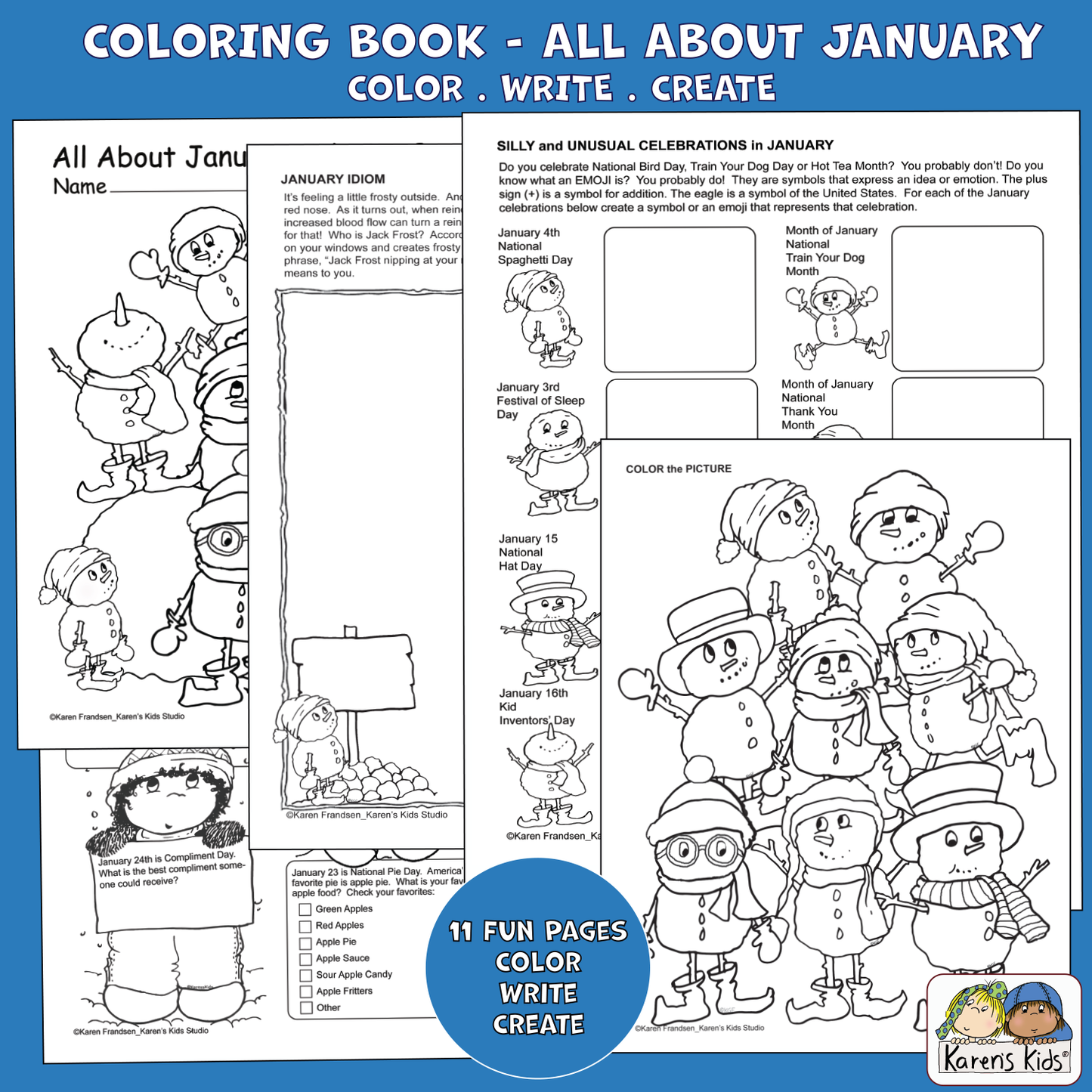 Color Activity Book for January 3rd-5th (Printable)