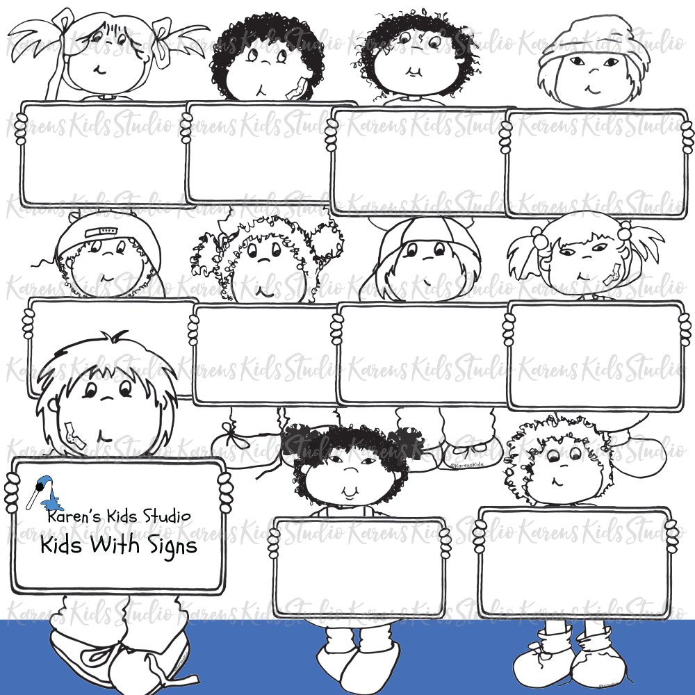 Kids With Whiteboards_Chalkboards_Blackboards (Karen's Kids Clipart)