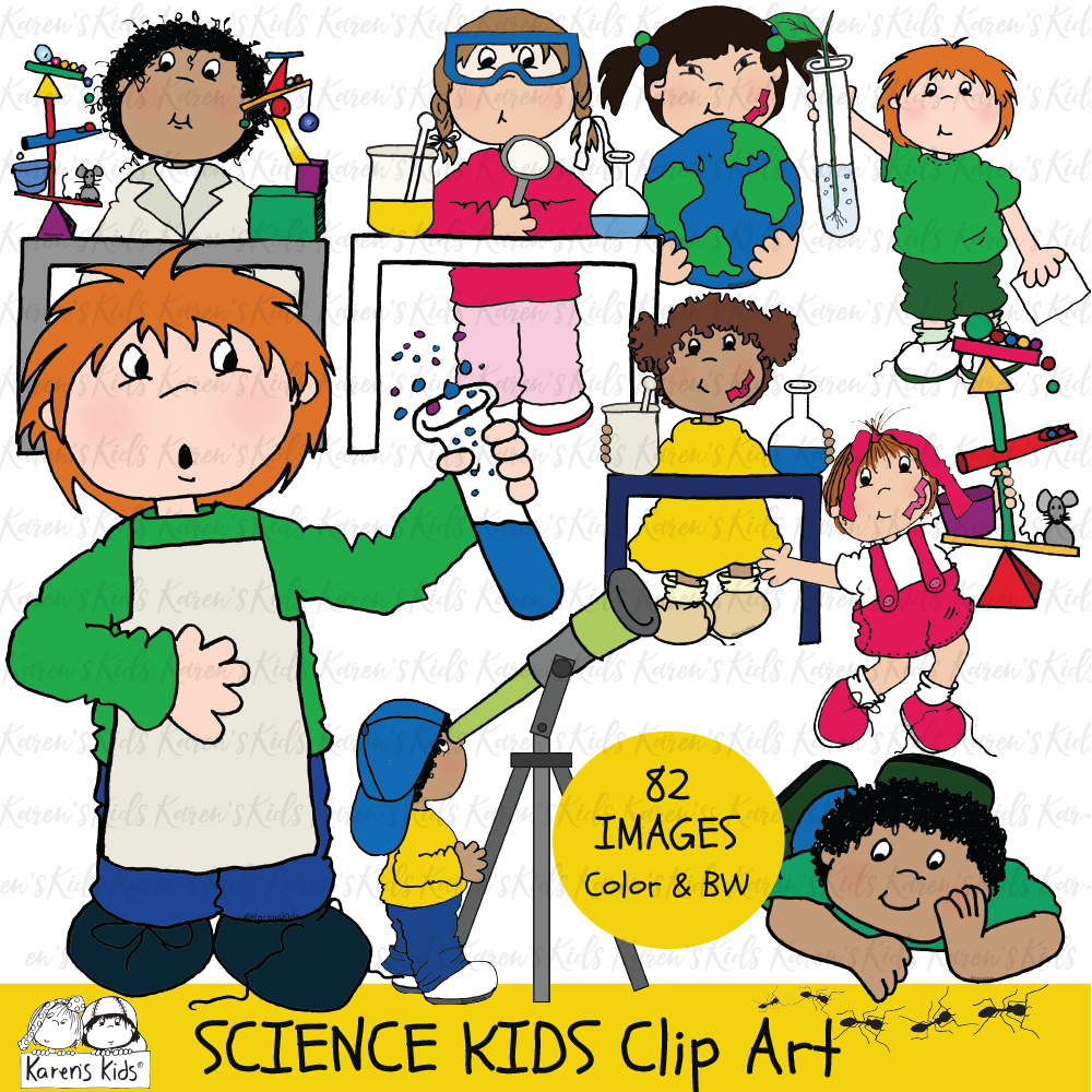 Clipart SCIENCE KIDS (Karen's Kids Clipart)