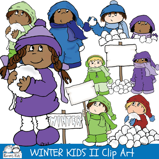 Clip Art WINTER KIDS Set 2