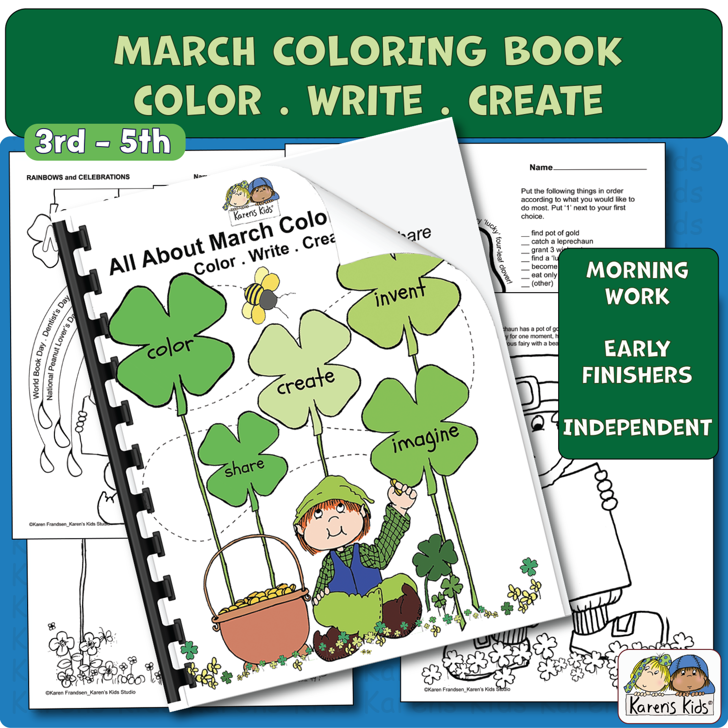 Color Activity Book for March 3rd-5th(Printable)