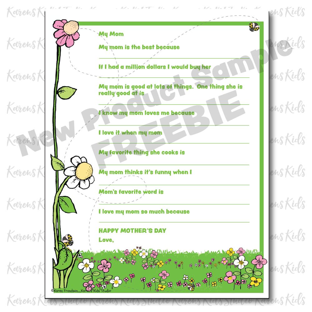 Worksheet Activity FREEBIE MOTHER'S DAY (Karen's Kids Printables)