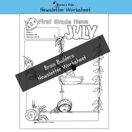 Worksheet Freebie JULY NEWSLETTER (Karen's Kids Printables)