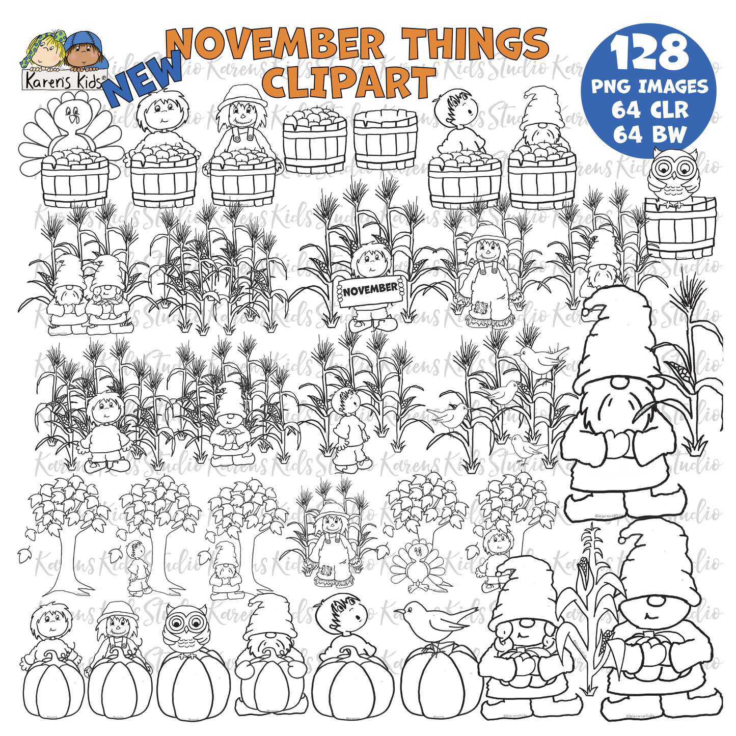 November Things Clipart (Karen's Kids Clipart)