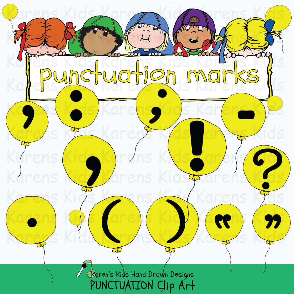 Punctuation clip art samples in full color from Karen's Kids. 